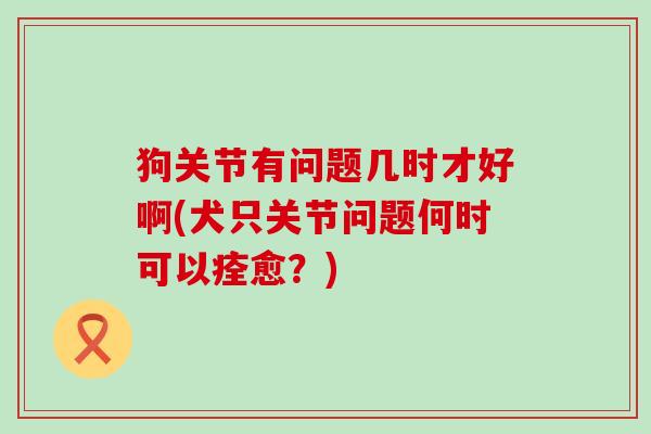 狗关节有问题几时才好啊(犬只关节问题何时可以痊愈?)-第1张图片-氨糖科普网 狗关节有问题几时才好啊(犬只关节问题何时可以痊愈?)-第1张图片-氨糖科普网