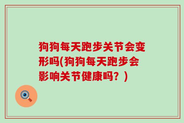 狗狗每天跑步关节会变形吗(狗狗每天跑步会影响关节健康吗?)-第1张图片-氨糖科普网 狗狗每天跑步关节会变形吗(狗狗每天跑步会影响关节健康吗?)-第1张图片-氨糖科普网