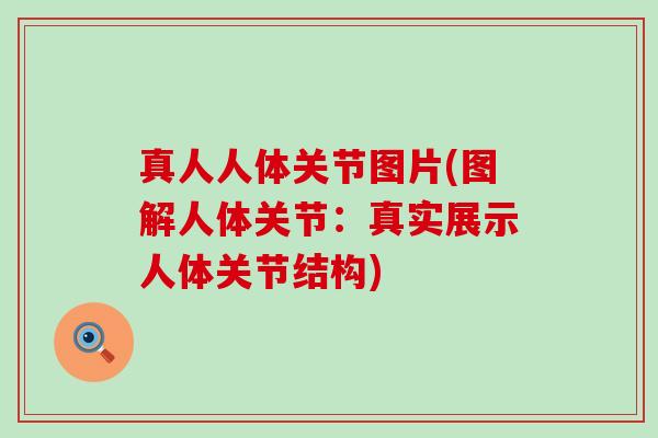 真人人体关节图片(图解人体关节:真实展示人体关节结构)-第1张图片-氨糖科普网 真人人体关节图片(图解人体关节:真实展示人体关节结构)-第1张图片-氨糖科普网
