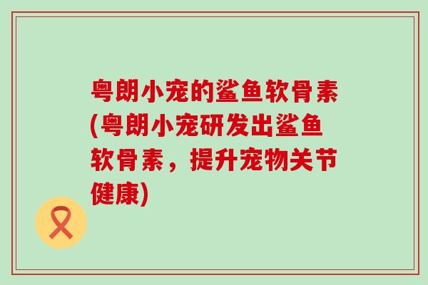 粤朗小宠的鲨鱼软骨素(粤朗小宠研发出鲨鱼软骨素,提升宠物关节健康)-第1张图片-氨糖科普网 粤朗小宠的鲨鱼软骨素(粤朗小宠研发出鲨鱼软骨素,提升宠物关节健康)-第1张图片-氨糖科普网