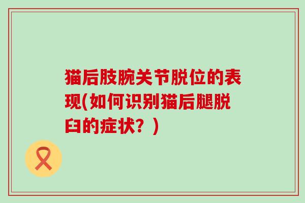 猫后肢腕关节脱位的表现(如何识别猫后腿脱臼的症状?)-第1张图片-氨糖科普网 猫后肢腕关节脱位的表现(如何识别猫后腿脱臼的症状?)-第1张图片-氨糖科普网
