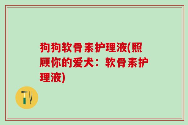 狗狗软骨素护理液(照顾你的爱犬：软骨素护理液)-第1张图片-氨糖科普网