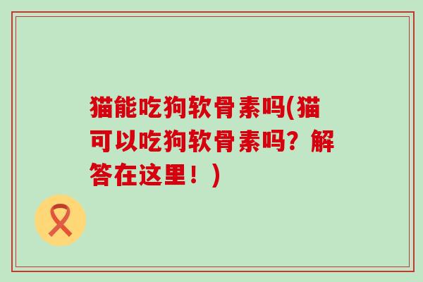 猫能吃狗软骨素吗(猫可以吃狗软骨素吗?解答在这里!)-第1张图片-氨糖科普网 猫能吃狗软骨素吗(猫可以吃狗软骨素吗?解答在这里!)-第1张图片-氨糖科普网