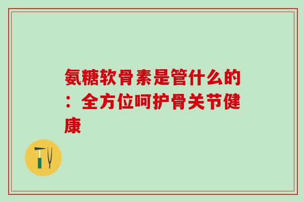 氨糖软骨素是管什么的:全方位呵护骨关节健康-第1张图片-氨糖科普网 氨糖软骨素是管什么的:全方位呵护骨关节健康-第1张图片-氨糖科普网