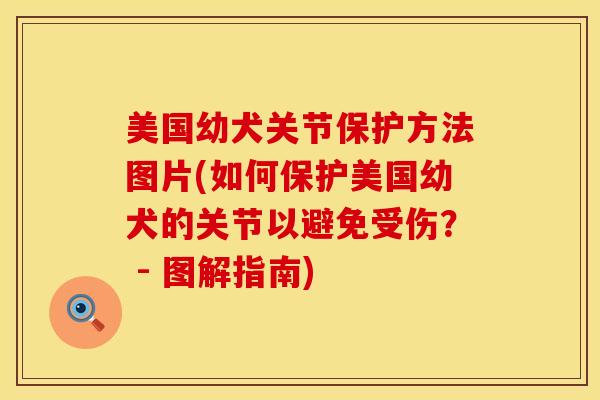 美国幼犬关节保护方法图片(如何保护美国幼犬的关节以避免受伤? - 图解指南)-第1张图片-氨糖科普网 美国幼犬关节保护方法图片(如何保护美国幼犬的关节以避免受伤? - 图解指南)-第1张图片-氨糖科普网