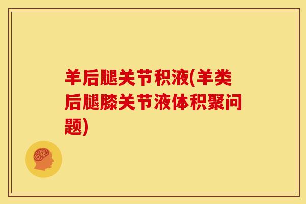 羊后腿关节积液(羊类后腿膝关节液体积聚问题)-第1张图片-氨糖科普网 羊后腿关节积液(羊类后腿膝关节液体积聚问题)-第1张图片-氨糖科普网