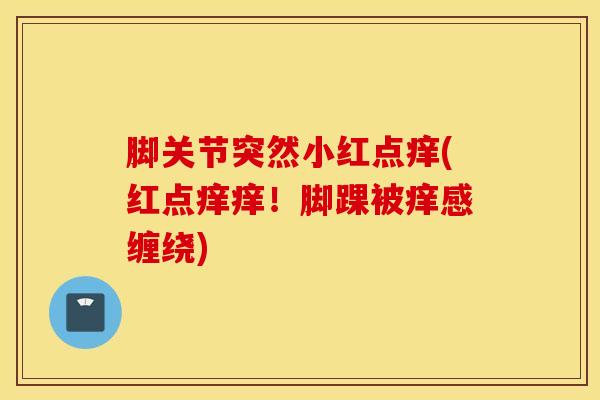 脚关节突然小红点痒(红点痒痒!脚踝被痒感缠绕)-第1张图片-氨糖科普网 脚关节突然小红点痒(红点痒痒!脚踝被痒感缠绕)-第1张图片-氨糖科普网