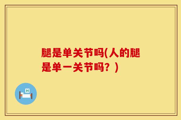 腿是单关节吗(人的腿是单一关节吗？)-第1张图片-氨糖科普网