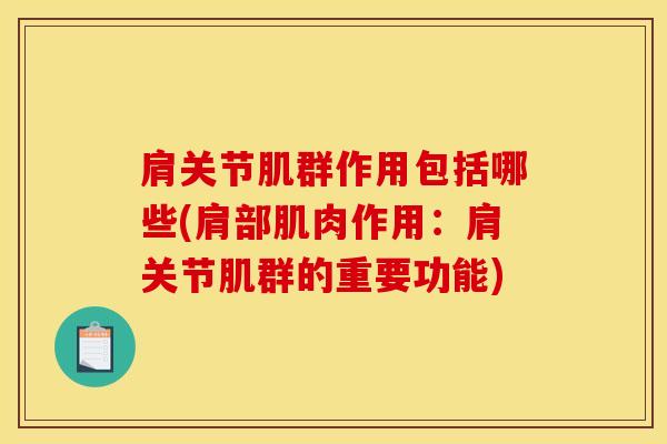 肩关节肌群作用包括哪些(肩部肌肉作用：肩关节肌群的重要功能)-第1张图片-氨糖科普网