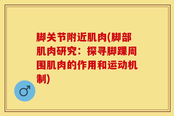 脚关节附近肌肉(脚部肌肉研究:探寻脚踝周围肌肉的作用和运动机制)-第1张图片-氨糖科普网 脚关节附近肌肉(脚部肌肉研究:探寻脚踝周围肌肉的作用和运动机制)-第1张图片-氨糖科普网