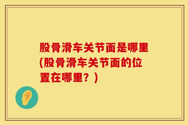 股骨滑车关节面是哪里(股骨滑车关节面的位置在哪里?)-第1张图片-氨糖科普网 股骨滑车关节面是哪里(股骨滑车关节面的位置在哪里?)-第1张图片-氨糖科普网