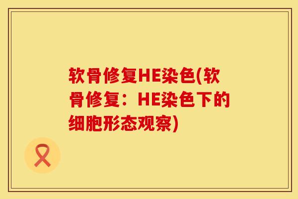 软骨修复HE染色(软骨修复:HE染色下的细胞形态观察)-第1张图片-氨糖科普网 软骨修复HE染色(软骨修复:HE染色下的细胞形态观察)-第1张图片-氨糖科普网