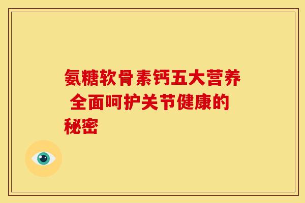 氨糖软骨素钙五大营养 全面呵护关节健康的秘密-第1张图片-氨糖科普网 氨糖软骨素钙五大营养 全面呵护关节健康的秘密-第1张图片-氨糖科普网