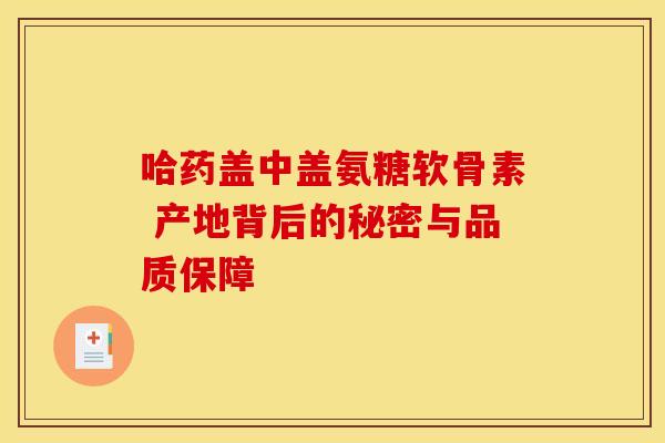 哈药盖中盖氨糖软骨素 产地背后的秘密与品质保障-第1张图片-氨糖科普网 哈药盖中盖氨糖软骨素 产地背后的秘密与品质保障-第1张图片-氨糖科普网